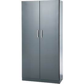 Büroschrank, 5 OH, abschließbar, mit aufliegenden Türen, B 950 mm, Basaltgrau
