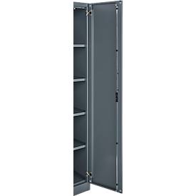 Büroschrank, 5 OH, abschließbar, mit aufliegenden Türen, B 950 mm, Basaltgrau