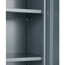Büroschrank, 5 OH, abschließbar, mit aufliegenden Türen, B 950 mm, Basaltgrau