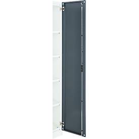 Büroschrank, 5 OH, abschließbar, mit aufliegenden Türen, B 950 mm, Basaltgrau/Verkehrsweiß