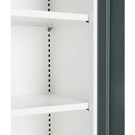 Büroschrank, 5 OH, abschließbar, mit aufliegenden Türen, B 950 mm, Basaltgrau/Verkehrsweiß