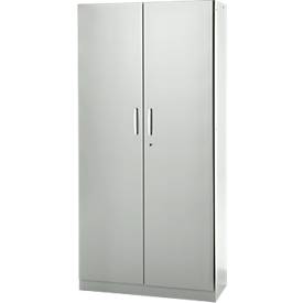Büroschrank, 5 OH, abschließbar, mit aufliegenden Türen, B 950 mm, Lichtgrau