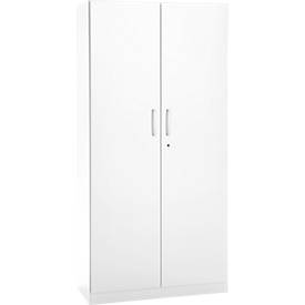 Büroschrank, 5 OH, abschließbar, mit aufliegenden Türen, B 950 mm, Verkehrsweiß