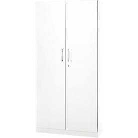 Büroschrank, 5 OH, abschließbar, mit aufliegenden Türen, B 950 mm, Verkehrsweiß