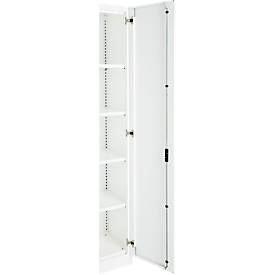 Büroschrank, 5 OH, abschließbar, mit aufliegenden Türen, B 950 mm, Verkehrsweiß