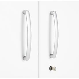 Büroschrank, 5 OH, abschließbar, mit aufliegenden Türen, B 950 mm, Verkehrsweiß