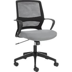 Bürostuhl CDP62, mit Armlehnen, Muldensitz, schwarz/grau