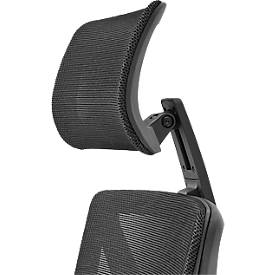 Bürostuhl EYR-002, mit 4D-Armlehnen, Synchronmechanik, Lordosenstütze, Kopfstütze, Netzrücken, schwarz