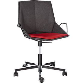 Bürostuhl Nico Office, mit Armlehnen, Muldensitz, ca. 70% Recyclingmaterial, anthrazit/rot
