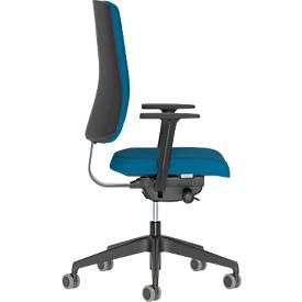 Bürostuhl NowyStyl UTILA, mit Armlehnen, Synchronmechanik, Muldensitz, sitzhöhen-/tiefenverstellbar, Rückenlehne gepolstert, blau/blau