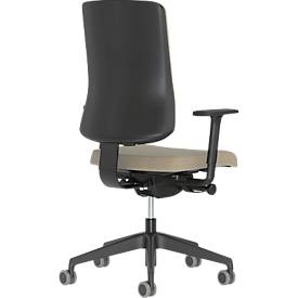 Bürostuhl NowyStyl UTILA, mit Armlehnen, Synchronmechanik, Muldensitz, sitzhöhen-/tiefenverstellbar, Rückenlehne gepolstert, braun/braun