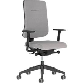 Bürostuhl NowyStyl UTILA, mit Armlehnen, Synchronmechanik, Muldensitz, sitzhöhen-/tiefenverstellbar, Rückenlehne gepolstert, grau/grau