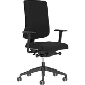 Bürostuhl NowyStyl UTILA, mit Armlehnen, Synchronmechanik, Muldensitz, sitzhöhen-/tiefenverstellbar, Rückenlehne gepolstert, schwarz/schwarz