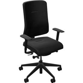 Bürostuhl NowyStyl UTILA, mit Armlehnen, Synchronmechanik, Muldensitz, sitzhöhen-/tiefenverstellbar, Rückenlehne gepolstert, schwarz/schwarz