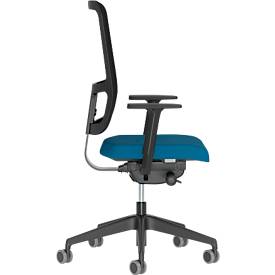 Bürostuhl NowyStyl UTILA, mit Armlehnen, Synchronmechanik, Muldensitz, sitzhöhen-/tiefenverstellbar, Rückenlehne mit Netzbezug, schwarz/blau