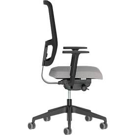 Bürostuhl NowyStyl UTILA, mit Armlehnen, Synchronmechanik, Muldensitz, sitzhöhen-/tiefenverstellbar, Rückenlehne mit Netzbezug, schwarz/grau