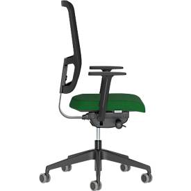 Bürostuhl NowyStyl UTILA, mit Armlehnen, Synchronmechanik, Muldensitz, sitzhöhen-/tiefenverstellbar, Rückenlehne mit Netzbezug, schwarz/grün