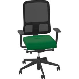 Bürostuhl NowyStyl UTILA, mit Armlehnen, Synchronmechanik, Muldensitz, sitzhöhen-/tiefenverstellbar, Rückenlehne mit Netzbezug, schwarz/grün