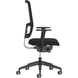 Bürostuhl NowyStyl UTILA, mit Armlehnen, Synchronmechanik, Muldensitz, sitzhöhen-/tiefenverstellbar, Rückenlehne mit Netzbezug, schwarz/schwarz