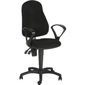 Bürostuhl, Permanentkontakt, mit Armlehnen, ergonomische Lehne, breite Sitzfläche, schwarz 