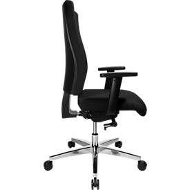 Bürostuhl PROFI STAR 15 high, mit Armlehnen, Synchronmechanik, Flachsitz, für große Menschen, schwarz/alusilber