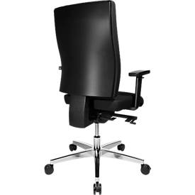 Bürostuhl PROFI STAR 15 high, mit Armlehnen, Synchronmechanik, Flachsitz, für große Menschen, schwarz/alusilber