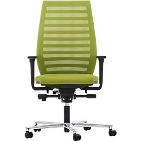 Bürostuhl R 12, mit Armlehnen, Gestell alupoliert, grün