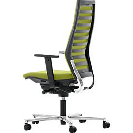 Bürostuhl R 12, mit Armlehnen, Gestell alupoliert, grün