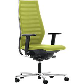 Bürostuhl R 12, mit Armlehnen, Gestell alupoliert, grün