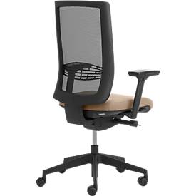 Bürostuhl WIKI, mit Armlehnen, Netz-Rücken, Gestell Kunststoff, beige