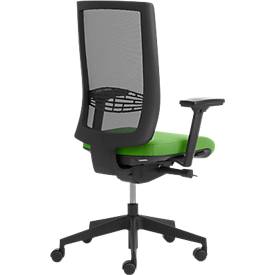 Bürostuhl WIKI, mit Armlehnen, Netz-Rücken, Gestell Kunststoff, grün