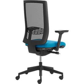 Bürostuhl WIKI, mit Armlehnen, Netz-Rücken, Gestell Kunststoff, lichtblau