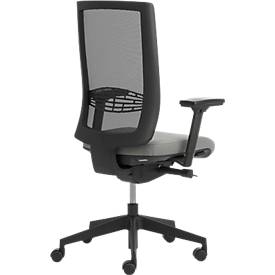 Bürostuhl WIKI, mit Armlehnen, Netz-Rücken, Gestell Kunststoff, lichtgrau