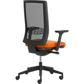 Bürostuhl WIKI, mit Armlehnen, Netz-Rücken, Gestell Kunststoff, orange
