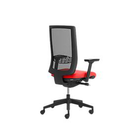 Bürostuhl WIKI, mit Armlehnen, Netz-Rücken, Gestell Kunststoff, rot