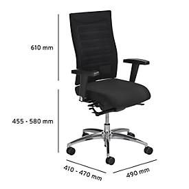 Bürostuhl WIKI, mit Armlehnen, Netz-Rücken, Gestell Kunststoff, schwarz