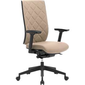 Bürostuhl WIKI, mit Armlehnen, Stoff-Rücken, Gestell Kunststoff, beige