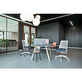 Bürostuhl WithMe, mit Armlehnen, Auto-Synchronmechanik, Flachsitz, perforierter Kunststoffrücken, abnehmbarer Sitzbezug, hellgrau/hellblau