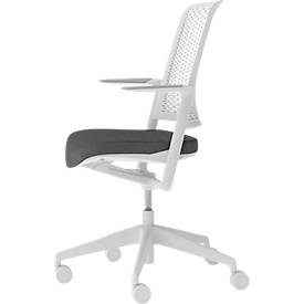 Bürostuhl WithMe, mit Armlehnen, Auto-Synchronmechanik, Flachsitz, perforierter Kunststoffrücken, abnehmbarer Sitzbezug, hellgrau/schwarz