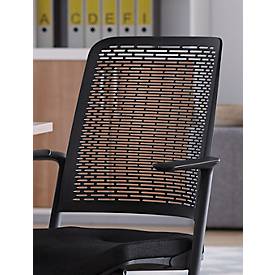 Bürostuhl WithMe, mit Armlehnen, Auto-Synchronmechanik, Flachsitz, perforierter Kunststoffrücken, abnehmbarer Sitzbezug, schwarz