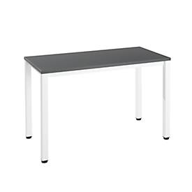Bürotisch Nevada, Home Office, rechteckig, 4 Beine, Quadratrohr, B 1200 x T 600 x H 740 mm, dunkelgrau/weiß 