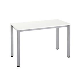 Bürotisch Nevada, Home Office, rechteckig, 4 Beine, Quadratrohr, B 1200 x T 600 x H 740 mm, weiß/alusilber 
