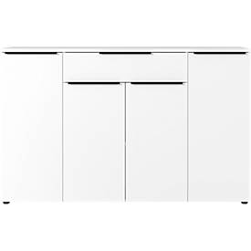 Buffet Porto, avec 1 tiroir et 4 portes, L 1610 x P 400 x H 1010 mm, blanc