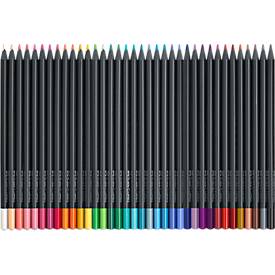Buntstifte Faber-Castell Black Edition, schwarzes Holz, Dreikantform, farbsortiert, 36er Etui