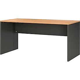 Bureau à joues Boston, avec agenouillement, L 1580 x P 790 x H 750 mm, chêne navarra/graphite