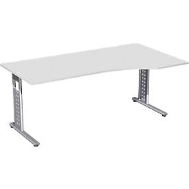Bureau ALICANTE, pieds en C, asymétrique, extension à droite, l. 1800 x P 800/1000 x H 680-820 mm,