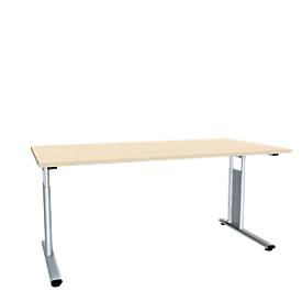 Bureau ALICANTE, pieds en C, rectangulaire, l. 1600 x P 800 x H 680 - 820 mm, coloris érable