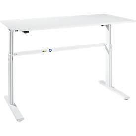 Bureau Bexxstar, réglage électrique de la hauteur, rectangulaire, C-Fu, L 1600 x P 800 x H 725-1185 mm, blanc