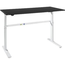 Bureau Bexxstar, réglage électrique de la hauteur, rectangulaire, C-Fu, L 1600 x P 800 x H 725-1185 mm, noir/blanc
