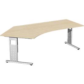 Bureau d’angle ALICANTE 135°, pieds en C, extension à gauche, l. 2166 x P 800 x H 680 - 820 mm, coloris érable